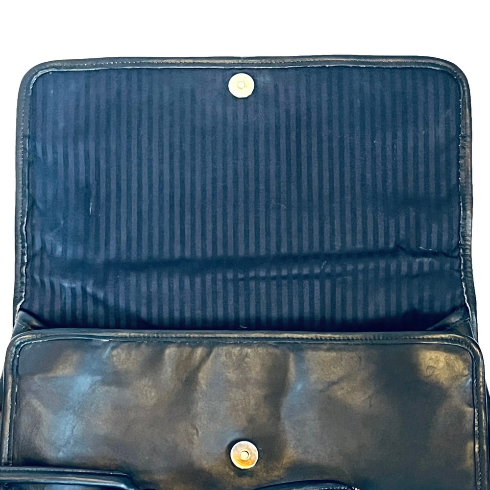 SOLD ❌ Coach Vintage 4170 Black 100% Leather 1995 Shopper Flap Tote Shoulder Bag - Picture 8 of 12